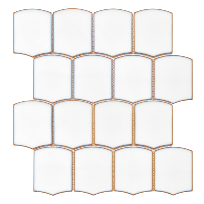 Białe płytki dekoracyjne z efektem przetarć na krawędziach