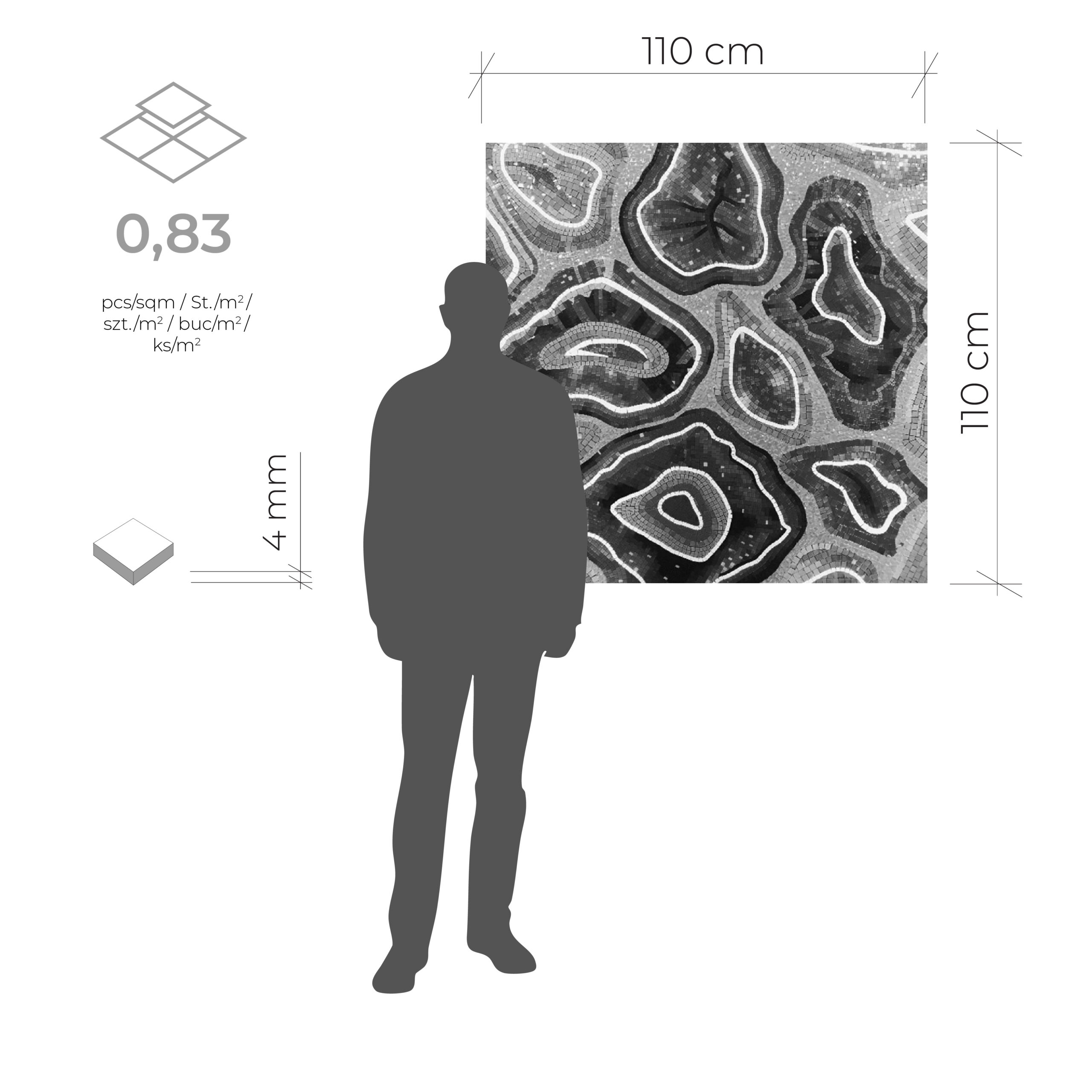 Blue Agate - 110x110 cm