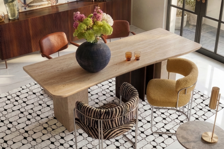 DUNIN - modny salon z mozaiką podłogową Bellamy Carrara GP